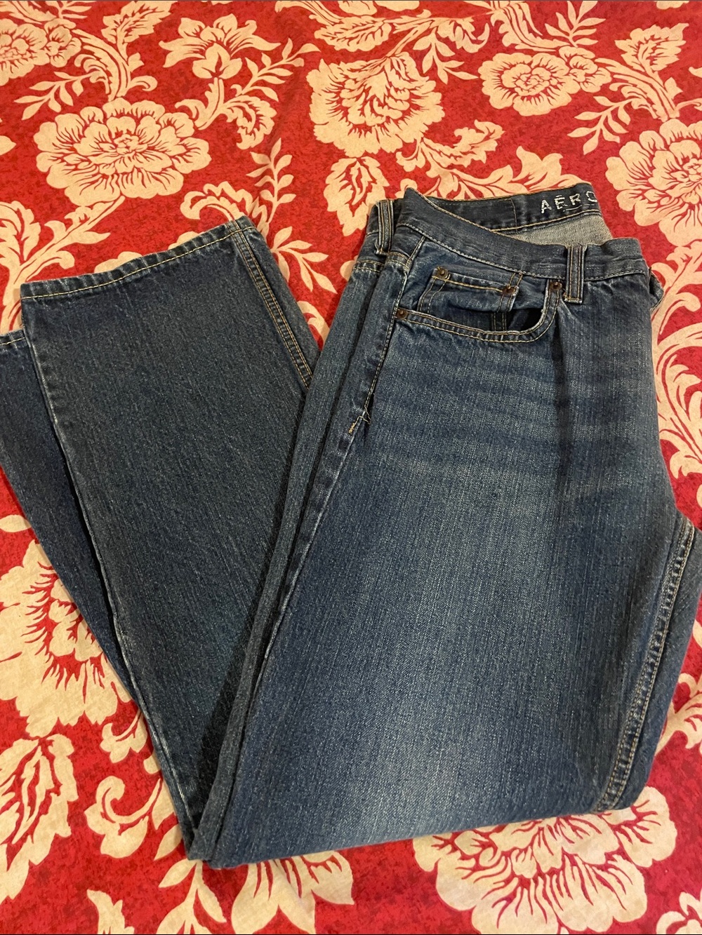Aeropostale Men's Straight Jeans - Dark Blue Denim